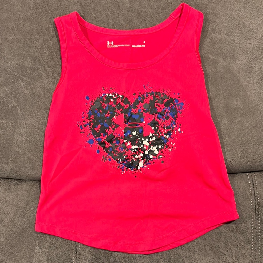 Under Armour Black and Pink Heart Tank Top